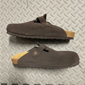 Mocha Suede Birkenstock Boston Clogs